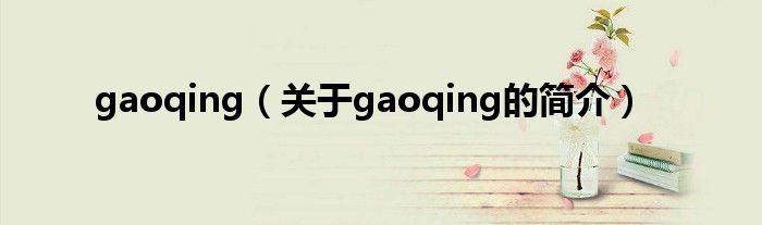 gaoqing（關(guān)于gaoqing的簡介）