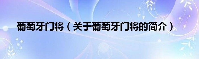 葡萄牙門將（關(guān)于葡萄牙門將的簡(jiǎn)介）