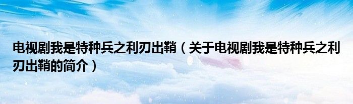 電視劇我是特種兵之利刃出鞘（關(guān)于電視劇我是特種兵之利刃出鞘的簡(jiǎn)介）