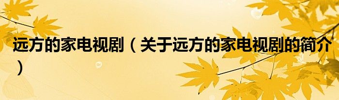 遠(yuǎn)方的家電視?。P(guān)于遠(yuǎn)方的家電視劇的簡(jiǎn)介）