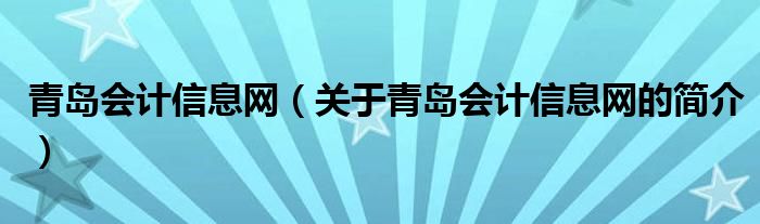 青島會計信息網(wǎng)（關(guān)于青島會計信息網(wǎng)的簡介）