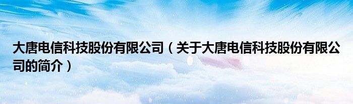 大唐電信科技股份有限公司（關(guān)于大唐電信科技股份有限公司的簡(jiǎn)介）