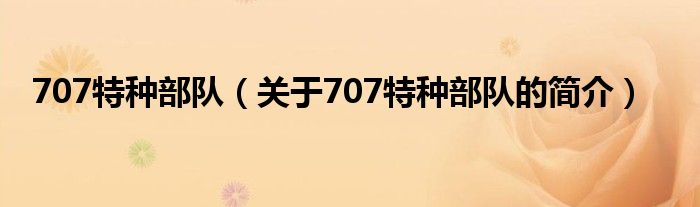 707特種部隊（關(guān)于707特種部隊的簡介）