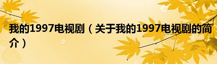 我的1997電視?。P(guān)于我的1997電視劇的簡(jiǎn)介）