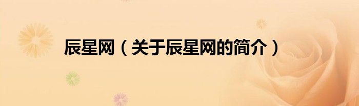 辰星網(wǎng)（關(guān)于辰星網(wǎng)的簡(jiǎn)介）