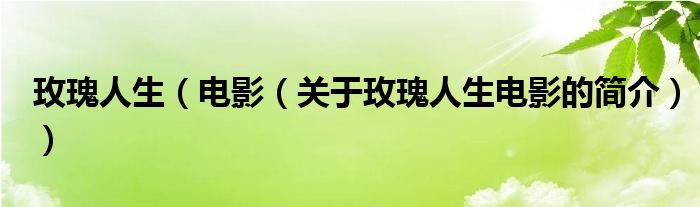 玫瑰人生（電影（關(guān)于玫瑰人生電影的簡介））