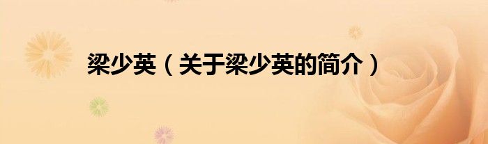 梁少英（關(guān)于梁少英的簡(jiǎn)介）