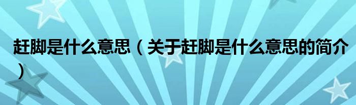 趕腳是什么意思（關(guān)于趕腳是什么意思的簡介）