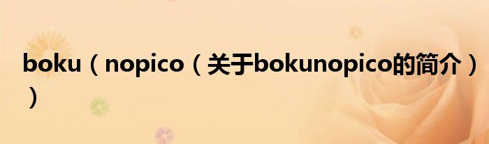 boku（nopico（關(guān)于bokunopico的簡(jiǎn)介））