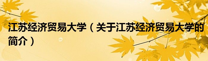 江蘇經(jīng)濟貿(mào)易大學（關(guān)于江蘇經(jīng)濟貿(mào)易大學的簡介）