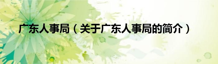 廣東人事局（關(guān)于廣東人事局的簡(jiǎn)介）