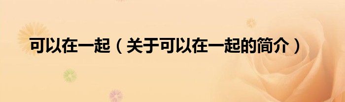 可以在一起（關(guān)于可以在一起的簡(jiǎn)介）