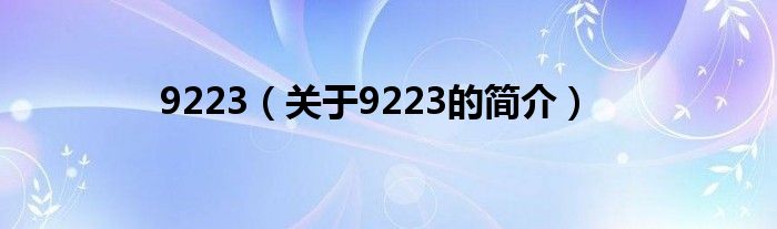 9223（關(guān)于9223的簡介）