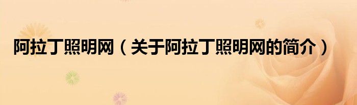 阿拉丁照明網(wǎng)（關(guān)于阿拉丁照明網(wǎng)的簡(jiǎn)介）