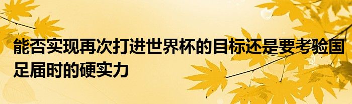 能否實現(xiàn)再次打進世界杯的目標(biāo)還是要考驗國足屆時的硬實力