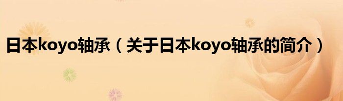 日本koyo軸承（關(guān)于日本koyo軸承的簡介）