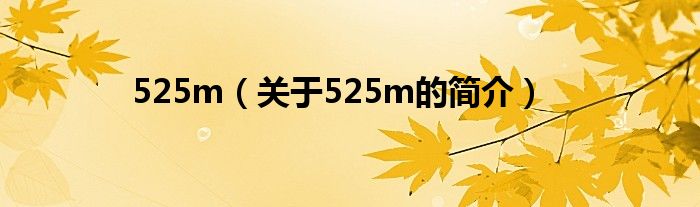 525m（關(guān)于525m的簡(jiǎn)介）