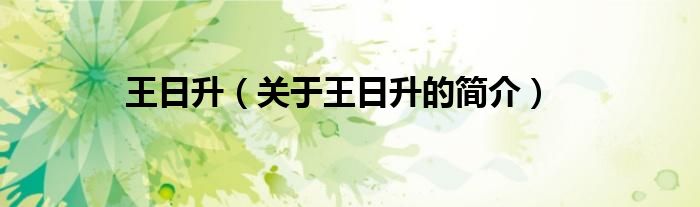 王日升（關(guān)于王日升的簡(jiǎn)介）