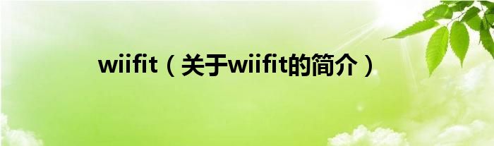 wiifit（關(guān)于wiifit的簡介）