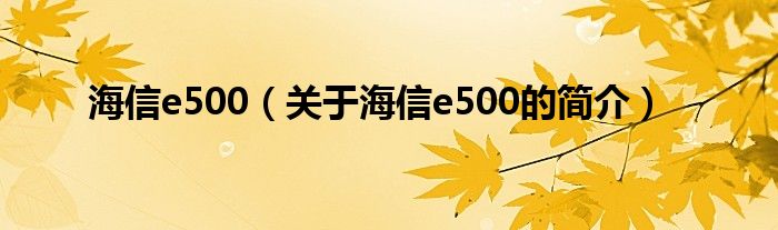 海信e500（關(guān)于海信e500的簡介）