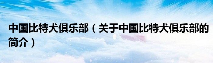 中國比特犬俱樂部（關(guān)于中國比特犬俱樂部的簡介）