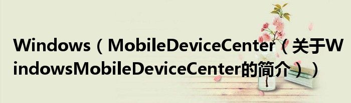 Windows（MobileDeviceCenter（關(guān)于WindowsMobileDeviceCenter的簡介））