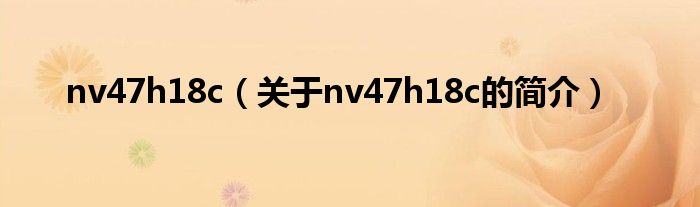 nv47h18c（關(guān)于nv47h18c的簡介）