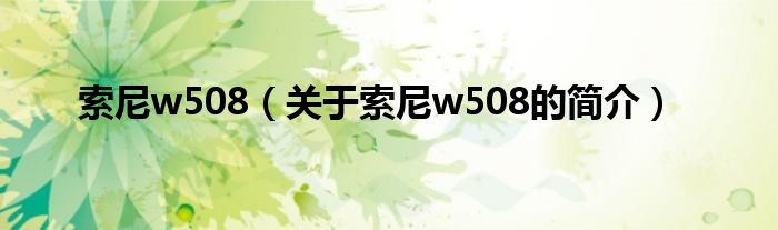 索尼w508（關(guān)于索尼w508的簡介）