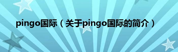 pingo國際（關(guān)于pingo國際的簡介）