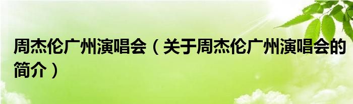 周杰倫廣州演唱會(huì)（關(guān)于周杰倫廣州演唱會(huì)的簡介）