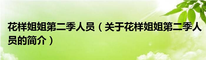 花樣姐姐第二季人員（關于花樣姐姐第二季人員的簡介）