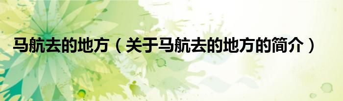 馬航去的地方（關(guān)于馬航去的地方的簡(jiǎn)介）