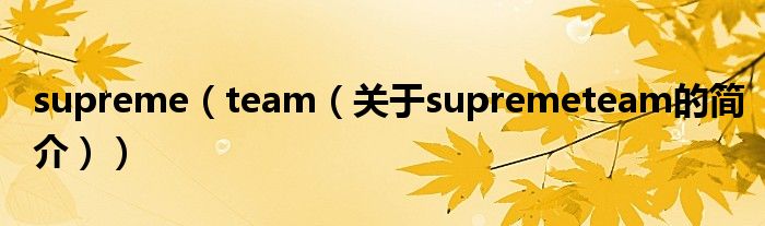 supreme（team（關(guān)于supremeteam的簡介））