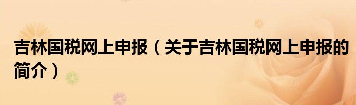 吉林國(guó)稅網(wǎng)上申報(bào)（關(guān)于吉林國(guó)稅網(wǎng)上申報(bào)的簡(jiǎn)介）