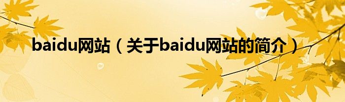 baidu網(wǎng)站（關(guān)于baidu網(wǎng)站的簡介）