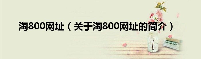 淘800網(wǎng)址（關于淘800網(wǎng)址的簡介）