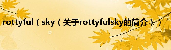 rottyful（sky（關(guān)于rottyfulsky的簡(jiǎn)介））