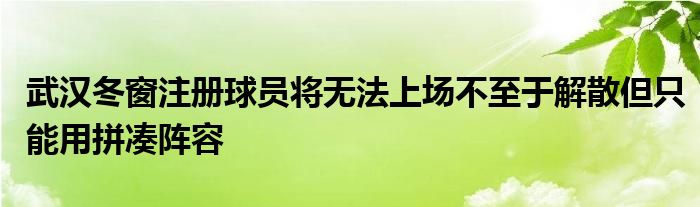 武漢冬窗注冊球員將無法上場不至于解散但只能用拼湊陣容