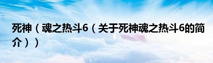 死神（魂之熱斗6（關(guān)于死神魂之熱斗6的簡介））