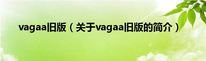 vagaa舊版（關(guān)于vagaa舊版的簡介）