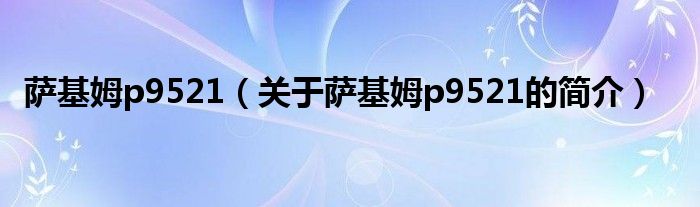 薩基姆p9521（關于薩基姆p9521的簡介）