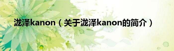 瀧澤kanon（關(guān)于瀧澤kanon的簡介）