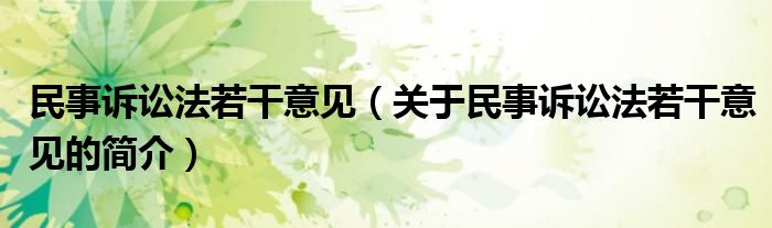 民事訴訟法若干意見（關(guān)于民事訴訟法若干意見的簡(jiǎn)介）