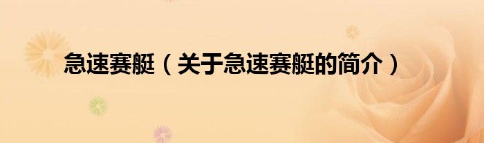 急速賽艇（關(guān)于急速賽艇的簡(jiǎn)介）