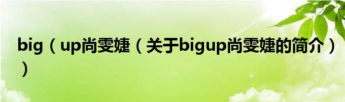 big（up尚雯婕（關(guān)于bigup尚雯婕的簡(jiǎn)介））