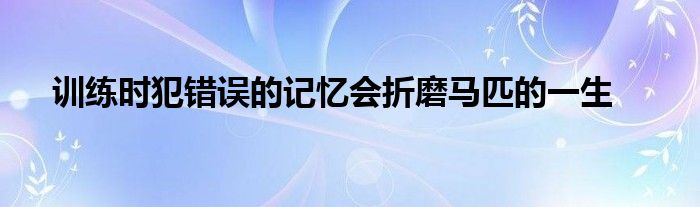 訓(xùn)練時犯錯誤的記憶會折磨馬匹的一生