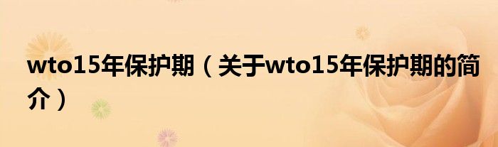 wto15年保護期（關于wto15年保護期的簡介）