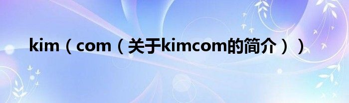 kim（com（關于kimcom的簡介））