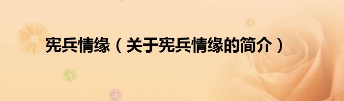 憲兵情緣（關(guān)于憲兵情緣的簡(jiǎn)介）