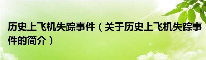 歷史上飛機(jī)失蹤事件（關(guān)于歷史上飛機(jī)失蹤事件的簡(jiǎn)介）